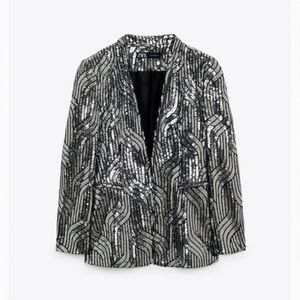 Zara collarless sequin blazer